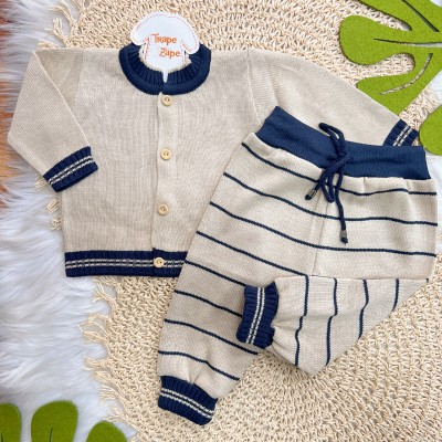   Kit Algodão Doce - Azul marinho e Areia